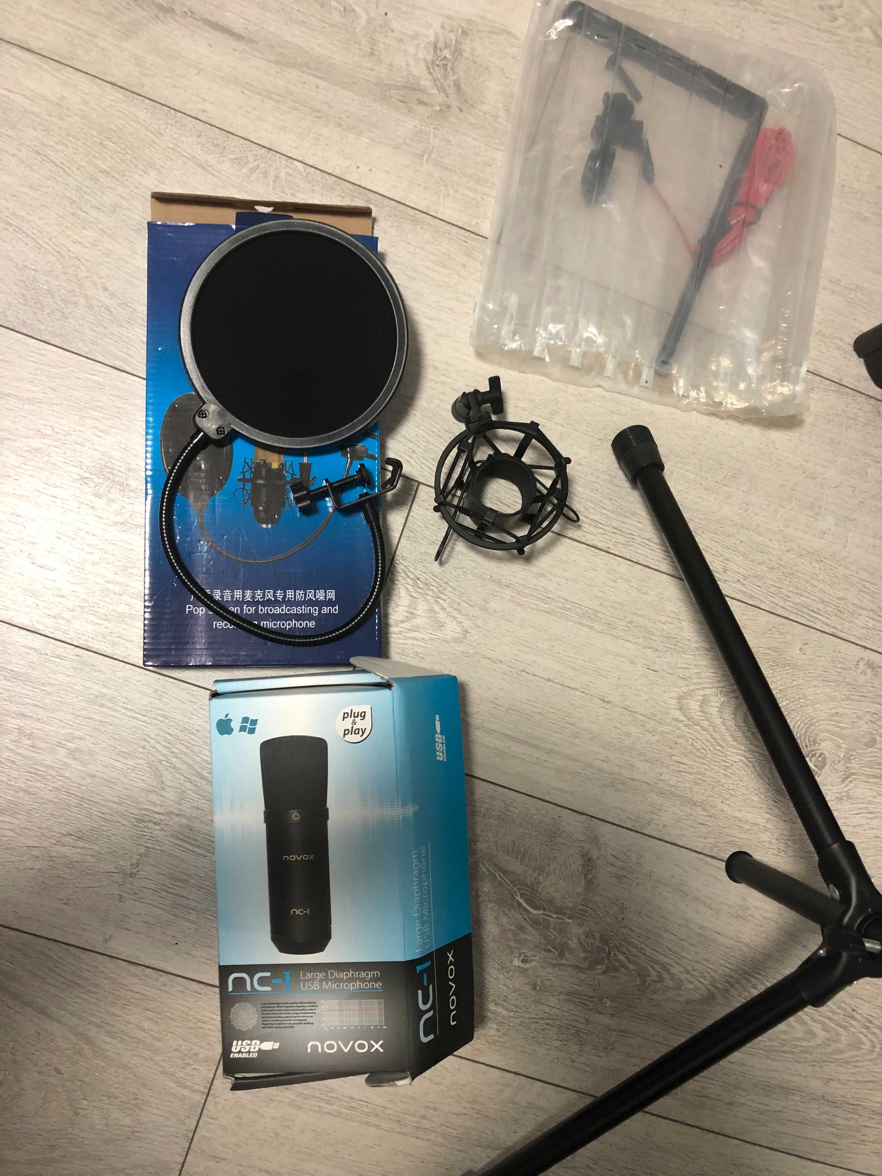 Zestaw mikrofon Novox nc1 usb / kabina akustyczna se / statyw NOWE