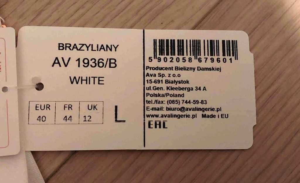 Brazyliany AVA 1936/B, białe, r. L