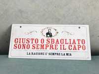 Metalowa tabliczka włoska o szefie retro vintage