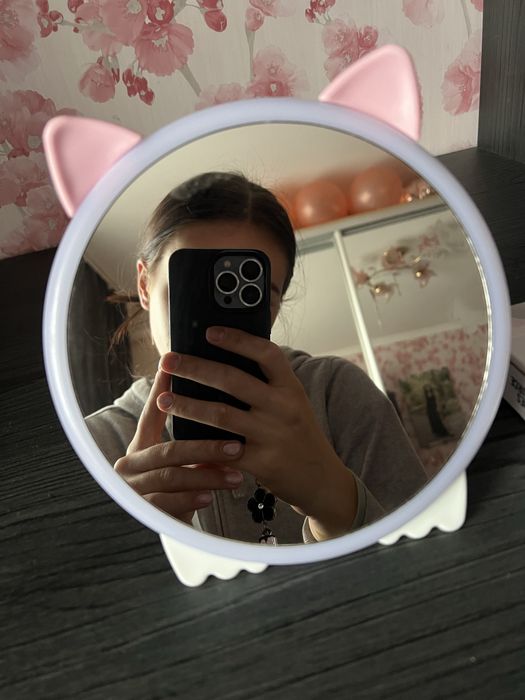 Дзеркало настільне одностороннє з LED-підсвіткою Котик