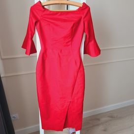 Czerwona sukienka z wycięciem w talii od Zara