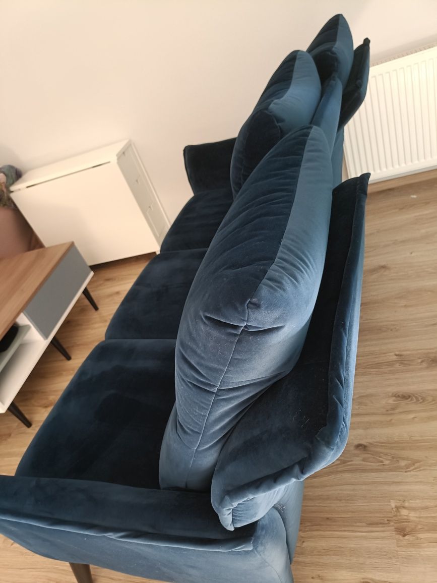 Sofa Inka Agata Meble Welurowa Ciemnoniebieska  Tkanina GR3