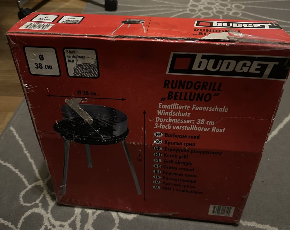 Grill ogrodowy Budget Belluno – okrągły, 38 cm, kompaktowy