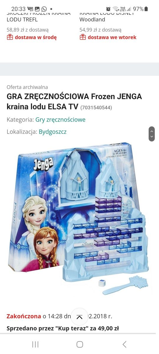 Gra Jenga Frozen Kraina Lodu