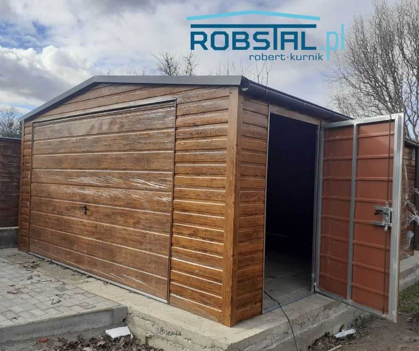 Garaż drewnopodobny 4,5x5,5 Brama uchylna MONTAŻ GRATIS