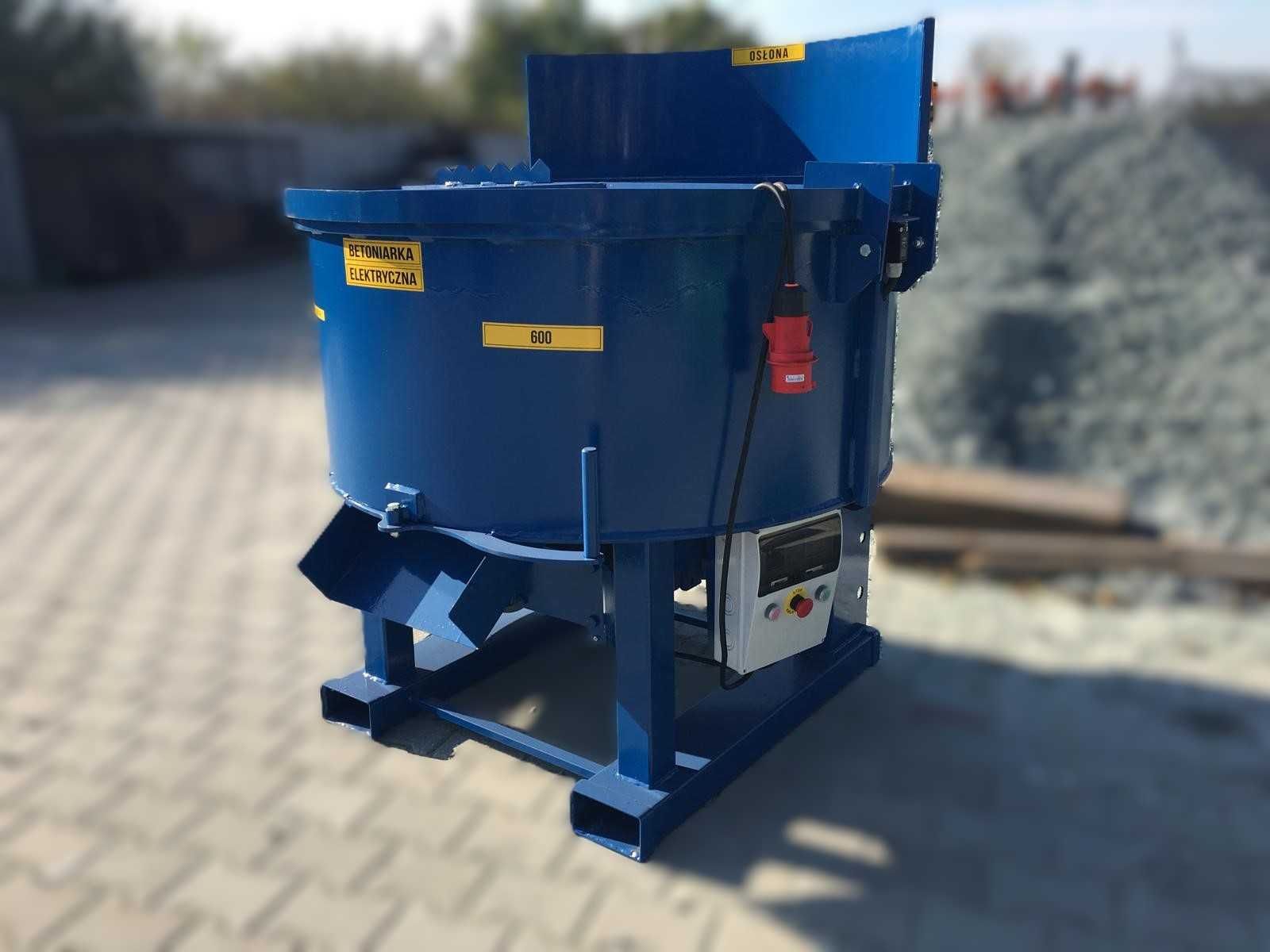 Elektryczna betoniarka planetarna 600L osłony zgarniacz transport
