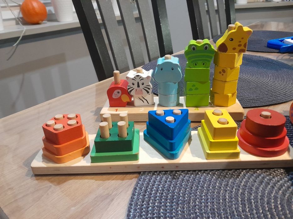 Drewniany Samochód Montessori 8w1 i dwie układanki