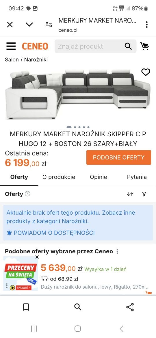 Narożnik  z funkcją spania duży
