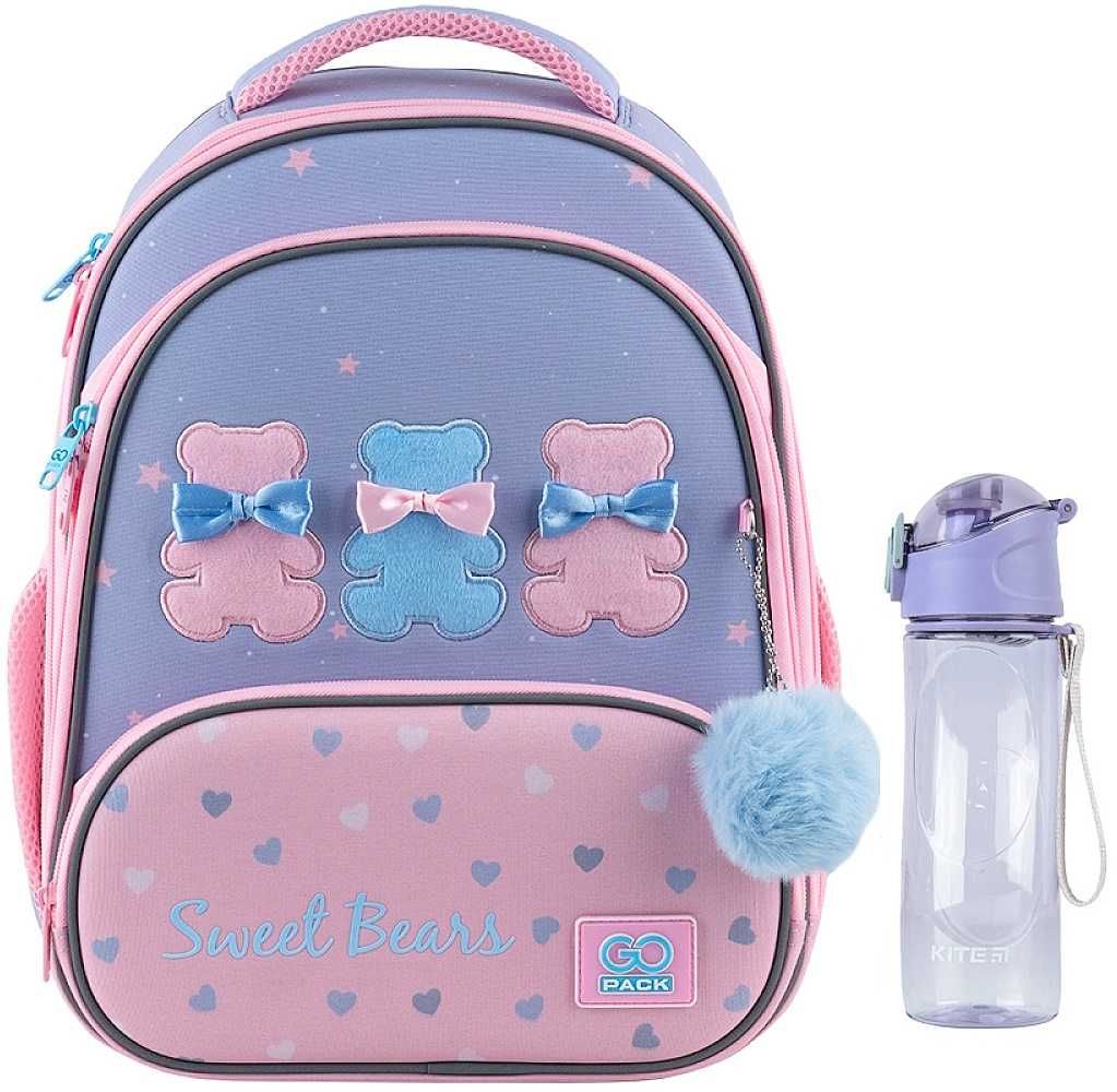 Рюкзак шкільний каркасний GoPack Education Lovely Bears + пляшка KIte