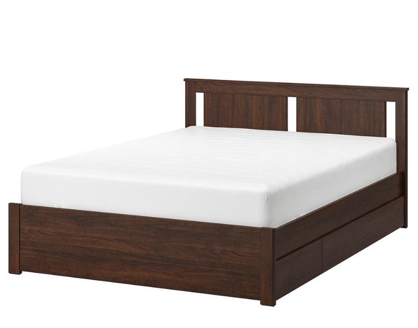 Cama casal com arrumação 160x200 Songesand castanho IKEA
