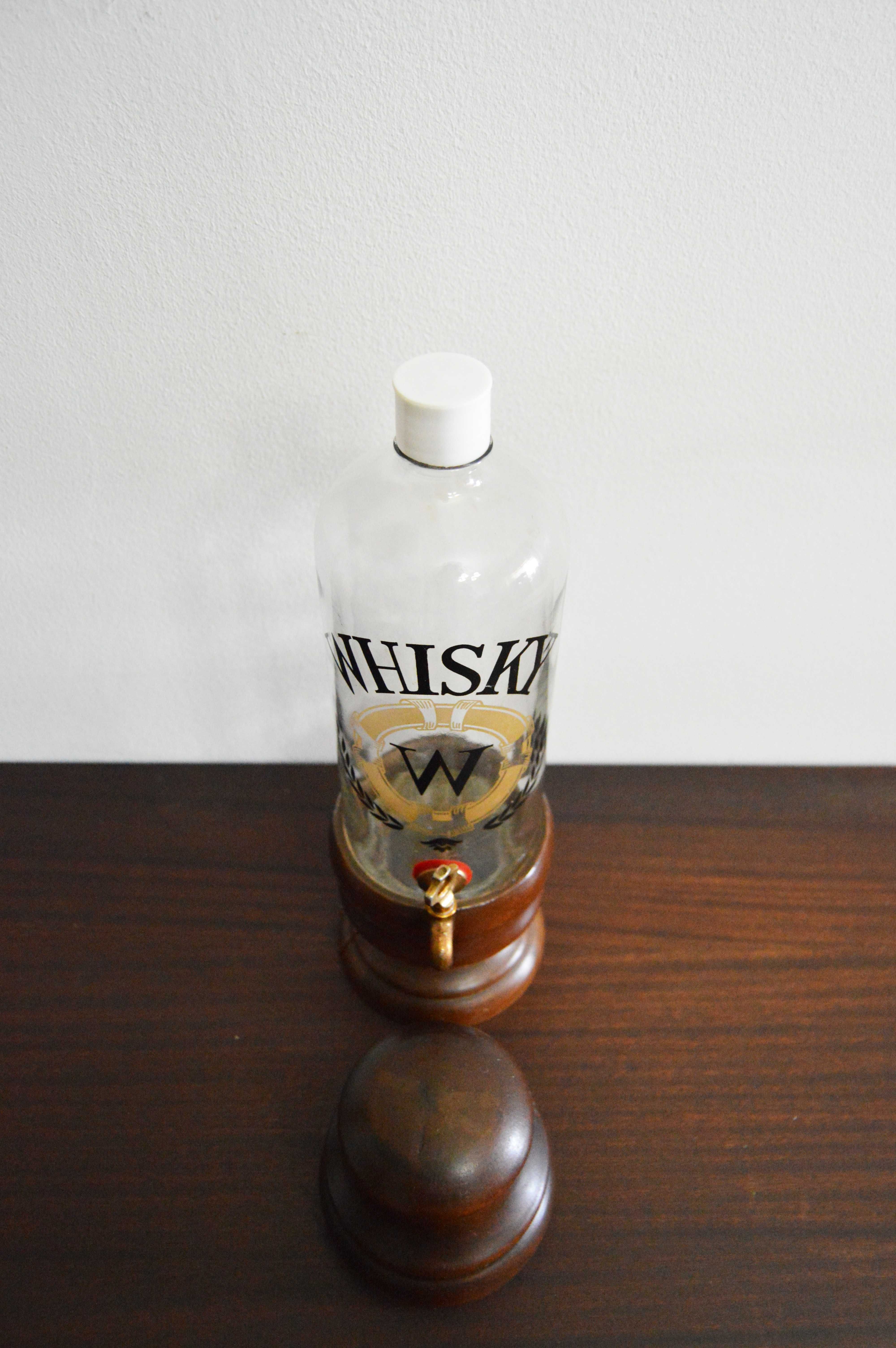 Garrafa de Vidro e Madeira Whisky.