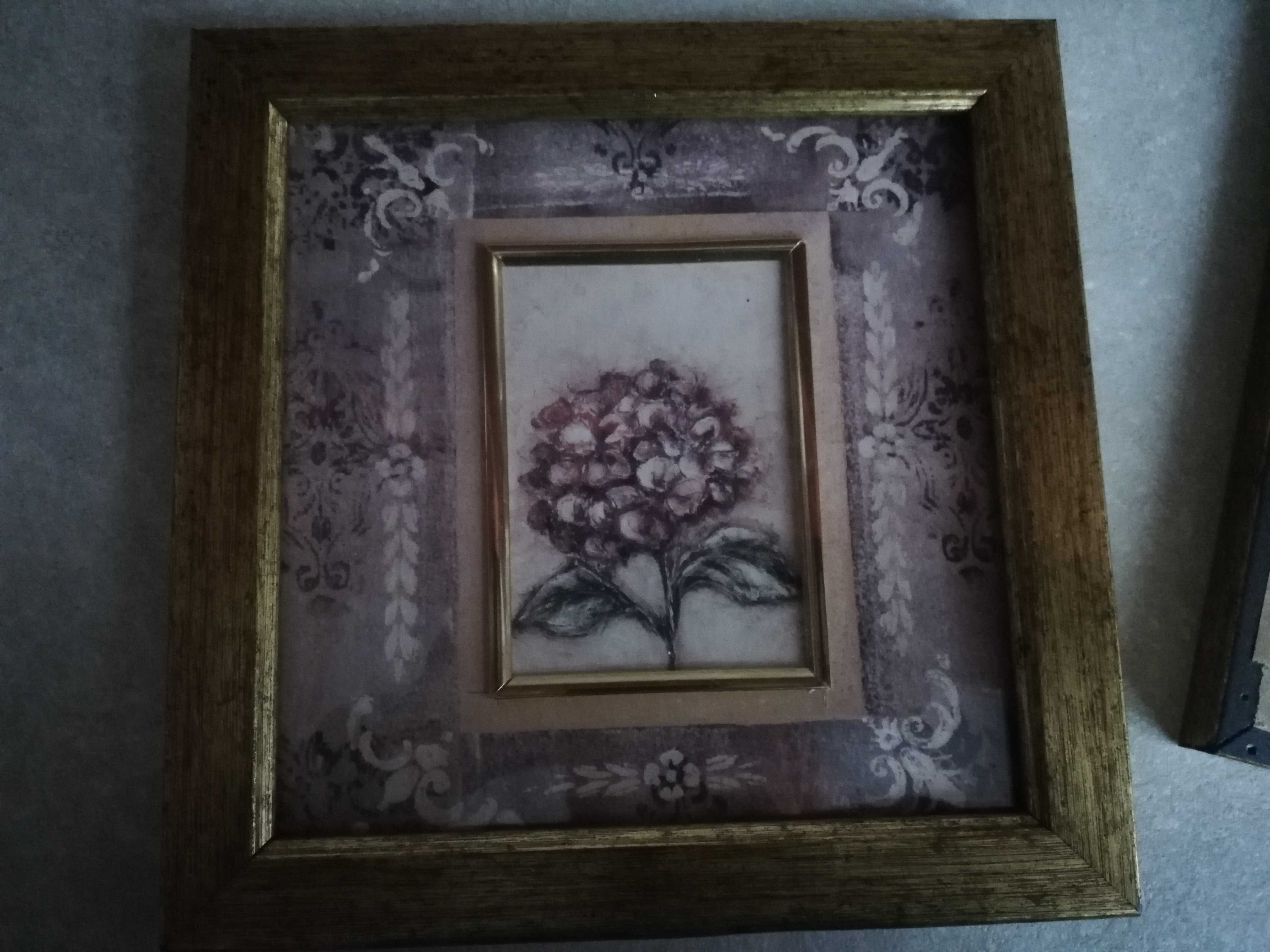stylowe obrazki 20cmx20cm z motywem kwiatowym-2 sztuki