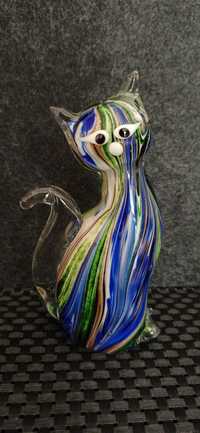 Kryształowa Figurka  kota w antycznym stylu Murano H 16 cm