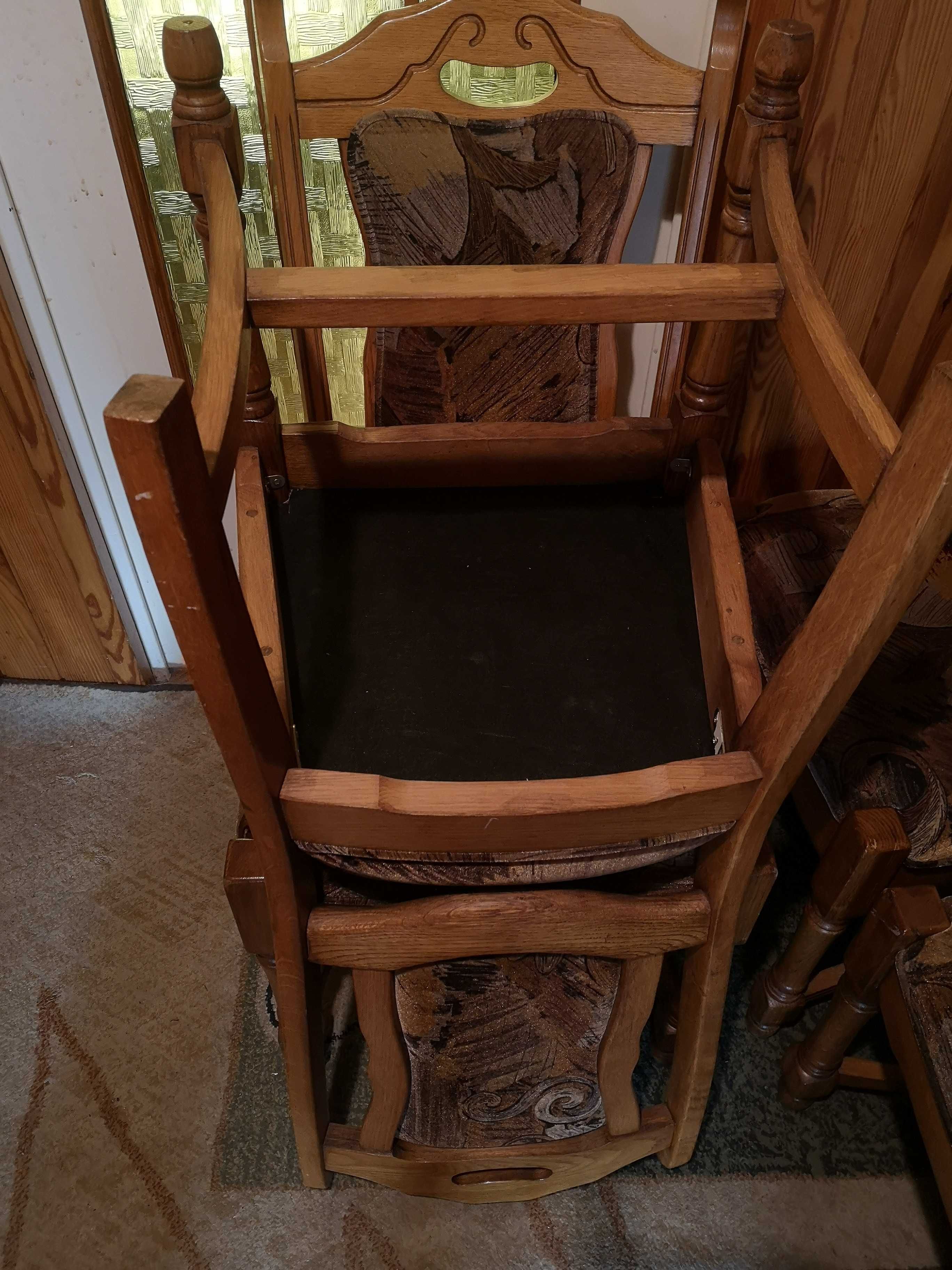 Krzesła dębowe tapicerowane 300 zł / kpl.