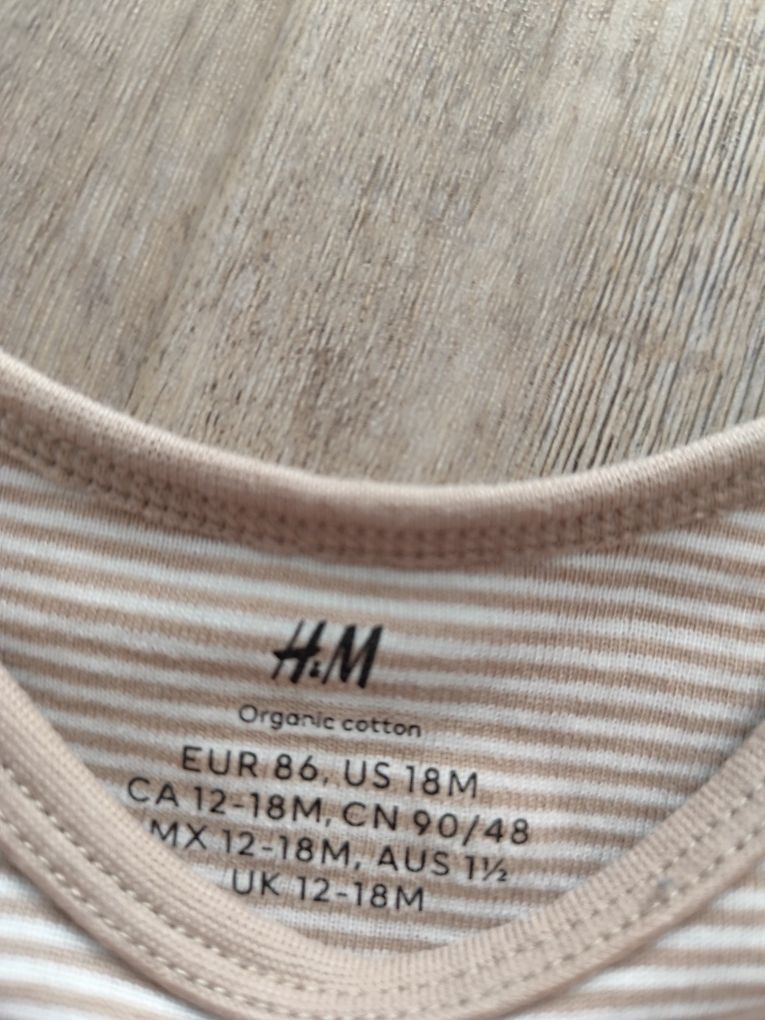 Nowe body z długim rękawem w paski H&M 86