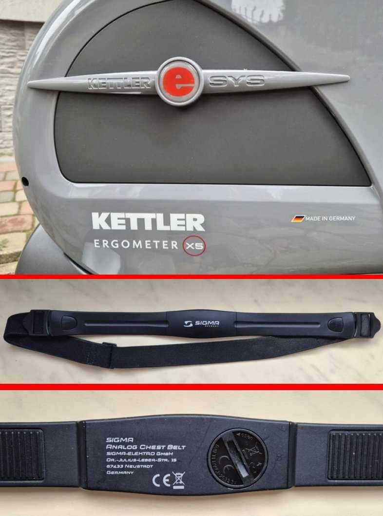 ROWER elektromagnetyczny KETTLER X5 + pas EKG + wbudowane TRASY !