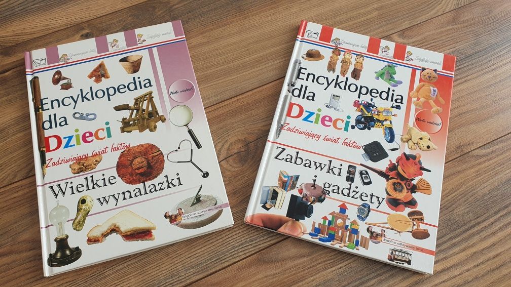 Encyklopedia dla dzieci Wielkie wynalazki,Zabawki i gadżety ALBUM 2szt
