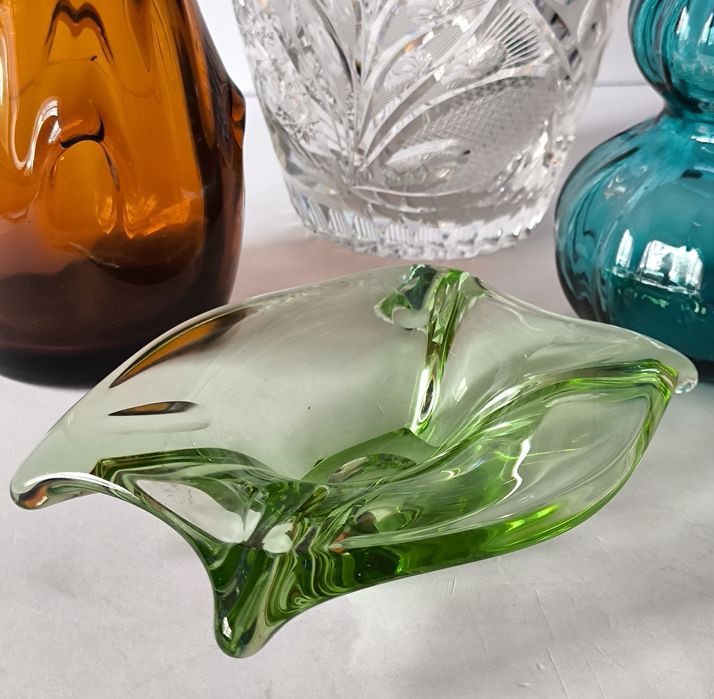 Piękne stare kolorowe szkło popielniczka  kolekcje