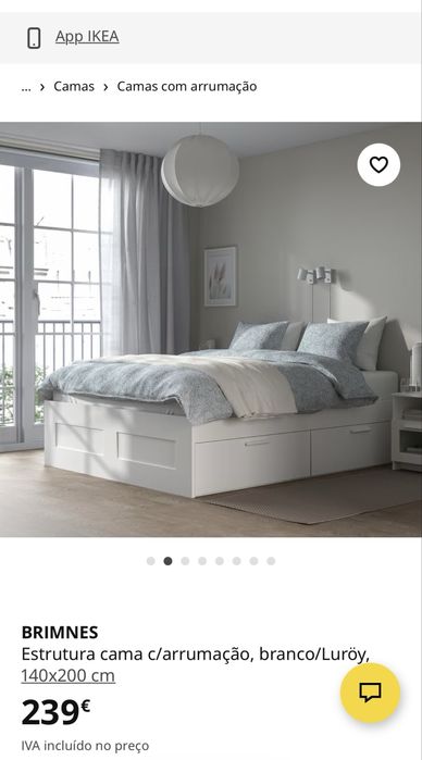 Cama Casal BRIMNES - Ikea,  cama com arrumacao 140 x 200 cm