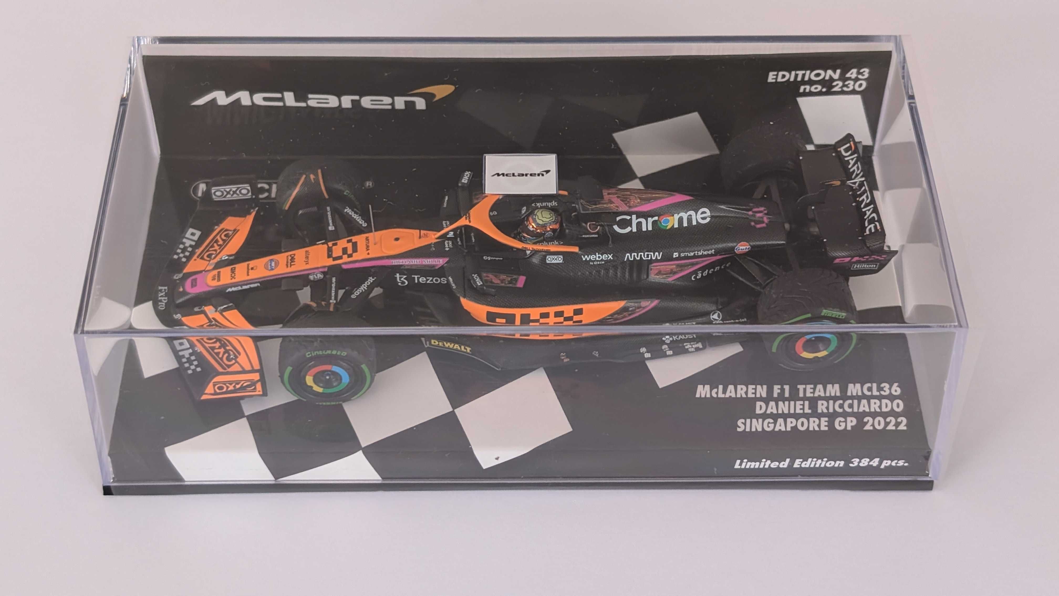 Minichamps F1 McLaren F1 Team MCL36 Daniel Ricciardo Singapore GP 2022
