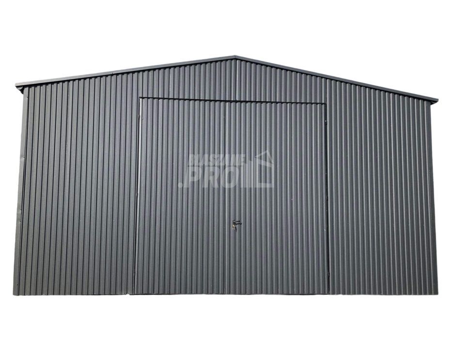 Hala Garaż blaszany 6x7 Brama dwuskrzydłowa antracyt dwuspad GP194