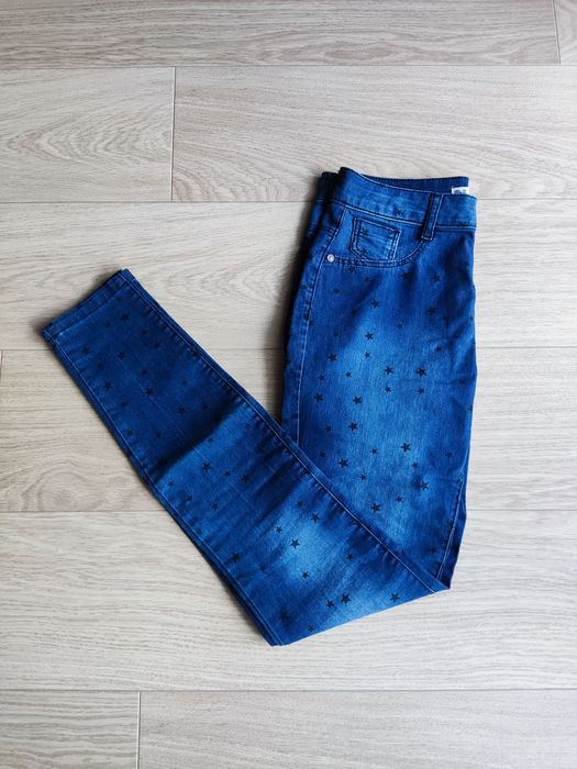 Damskie spodnie jeansowe jeansy dopasowane rurki skinny niebieskie w g