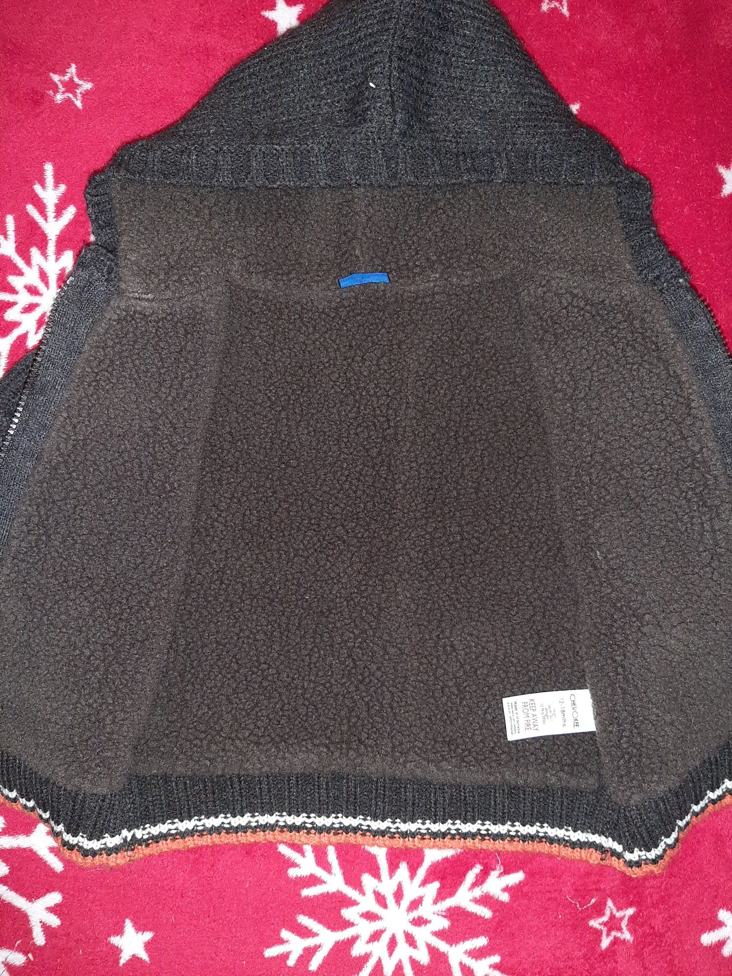 Gruby zimowy sweterek z kożuszkiem 12-18m 86-92 cm