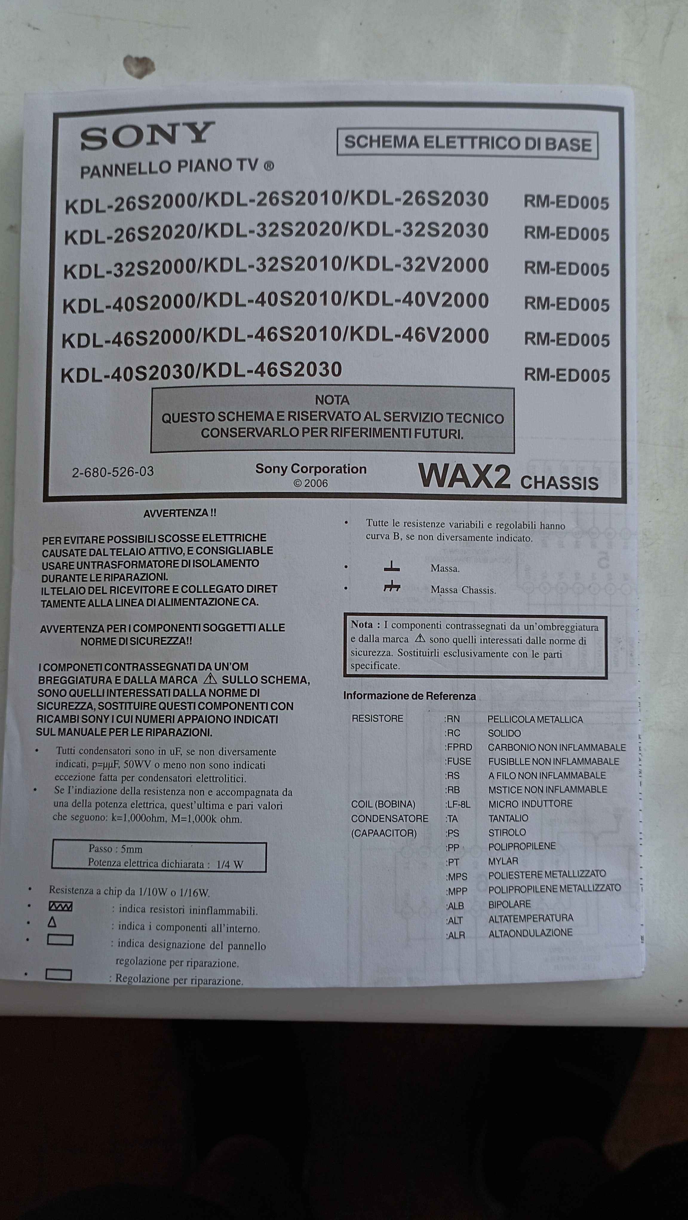 Peças, placas e componentes eletrónicos TV Sony