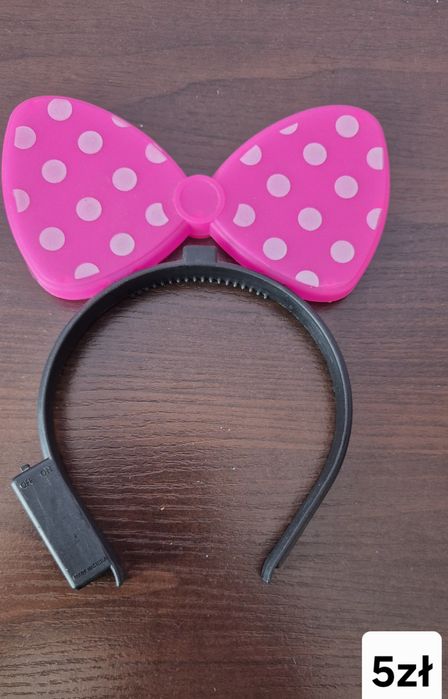 opaska z różową kokardą w białe kropki Myszka Minnie