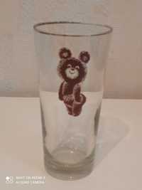 Стеклянный стакан с эмблемой ,, Олимпийский Мишка,,.