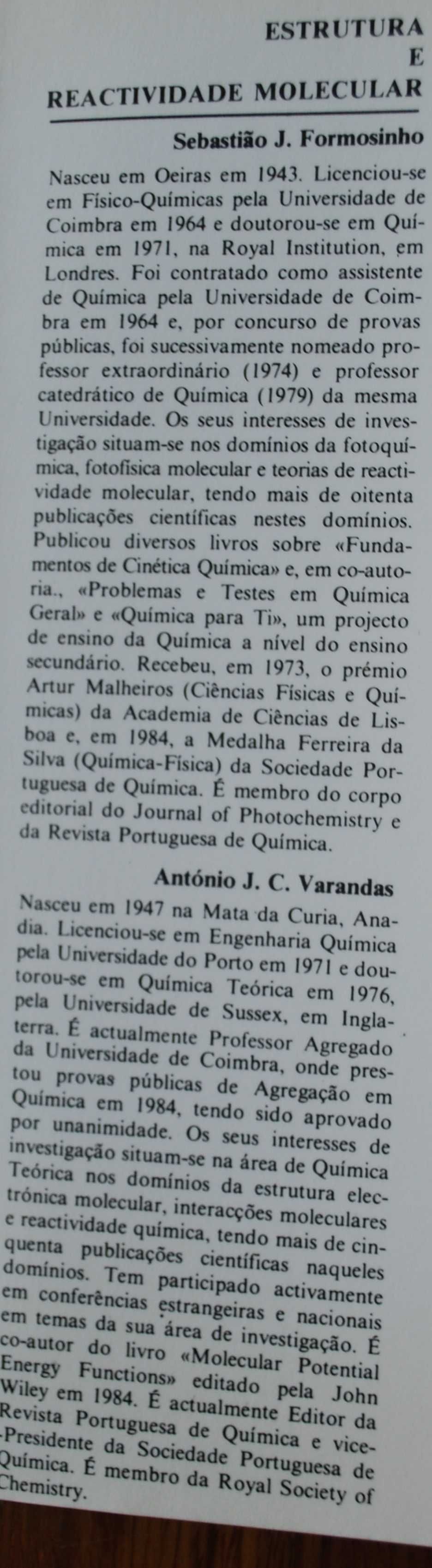 Estrutura e Reactividade Molecular de S.J. Formosinho e A.J.C.Varandas