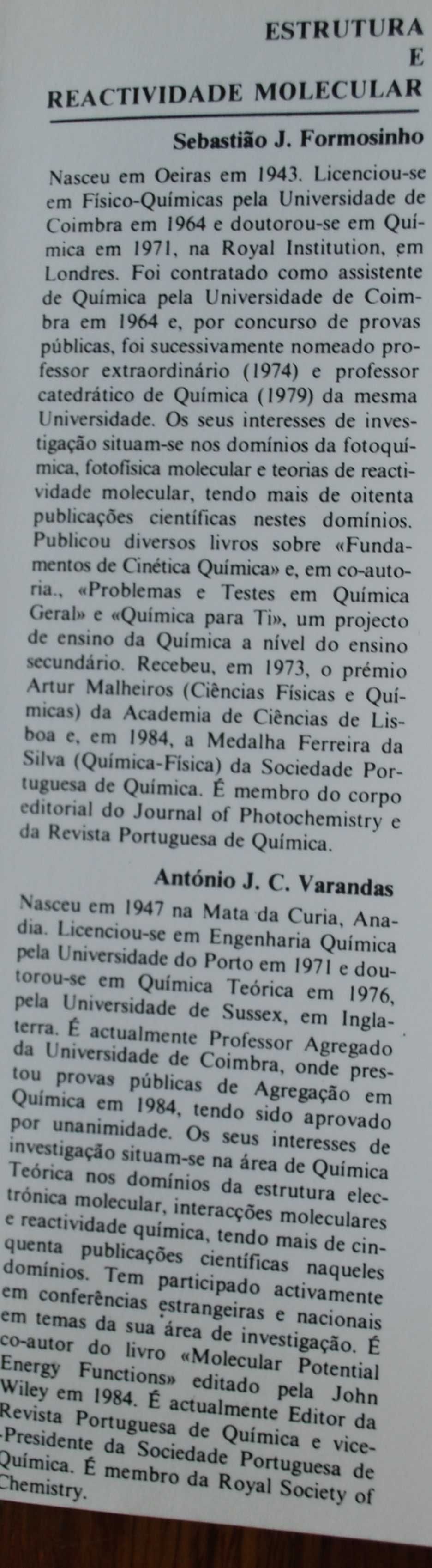 Estrutura e Reactividade Molecular de S.J. Formosinho e A.J.C.Varandas