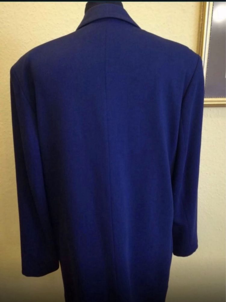 Granatowa sukienka marynarkowa marynarka długa 44 xxl 42 xl wełniana