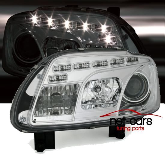 Reflektory lampy przednie przód VW TOURAN 1T DAYLINE LED Chrom
