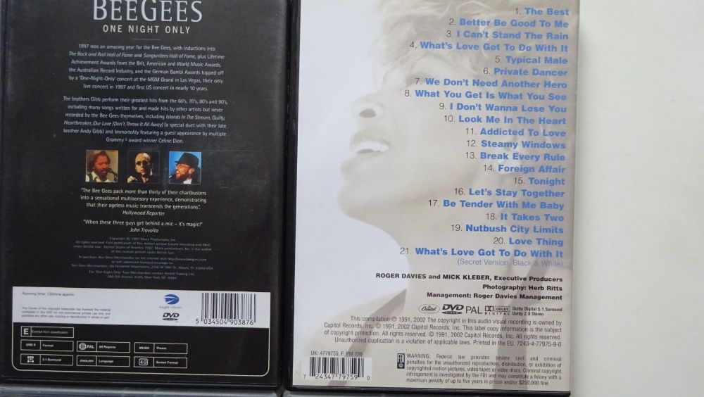 KONCERT DVD Kylie Spice Gees Tina Charles Orbison Collins koncerty blu