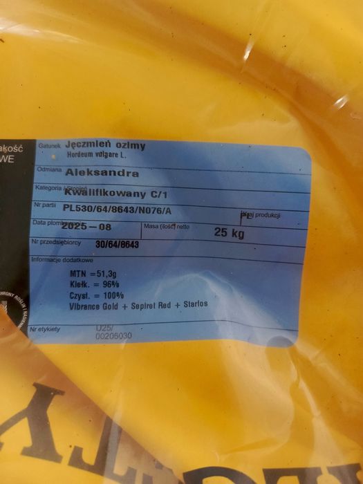 Jęczmień hybrydowy Baracooda kwalifikatC1 WYSYŁKA