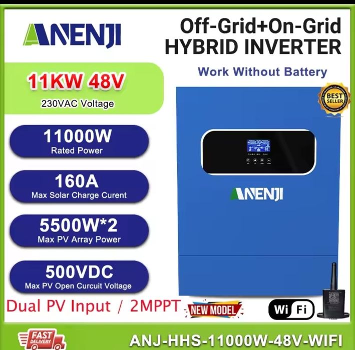 Гибридний сонячний інвертор Anenji ANJ-HHS-11кW-48V-WIFI