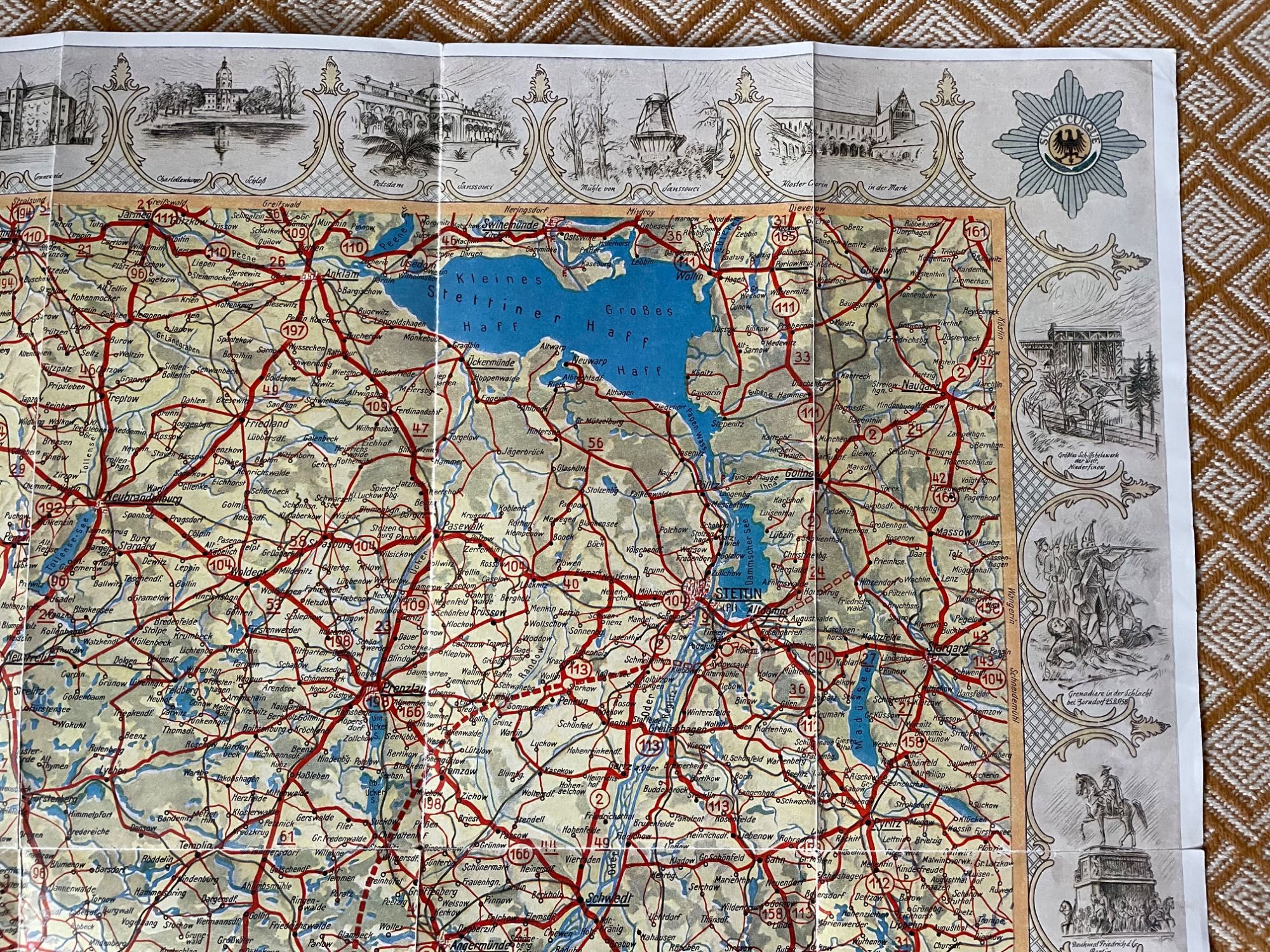 Stara niemiecka mapa turystyczno samochodowa Pomorze