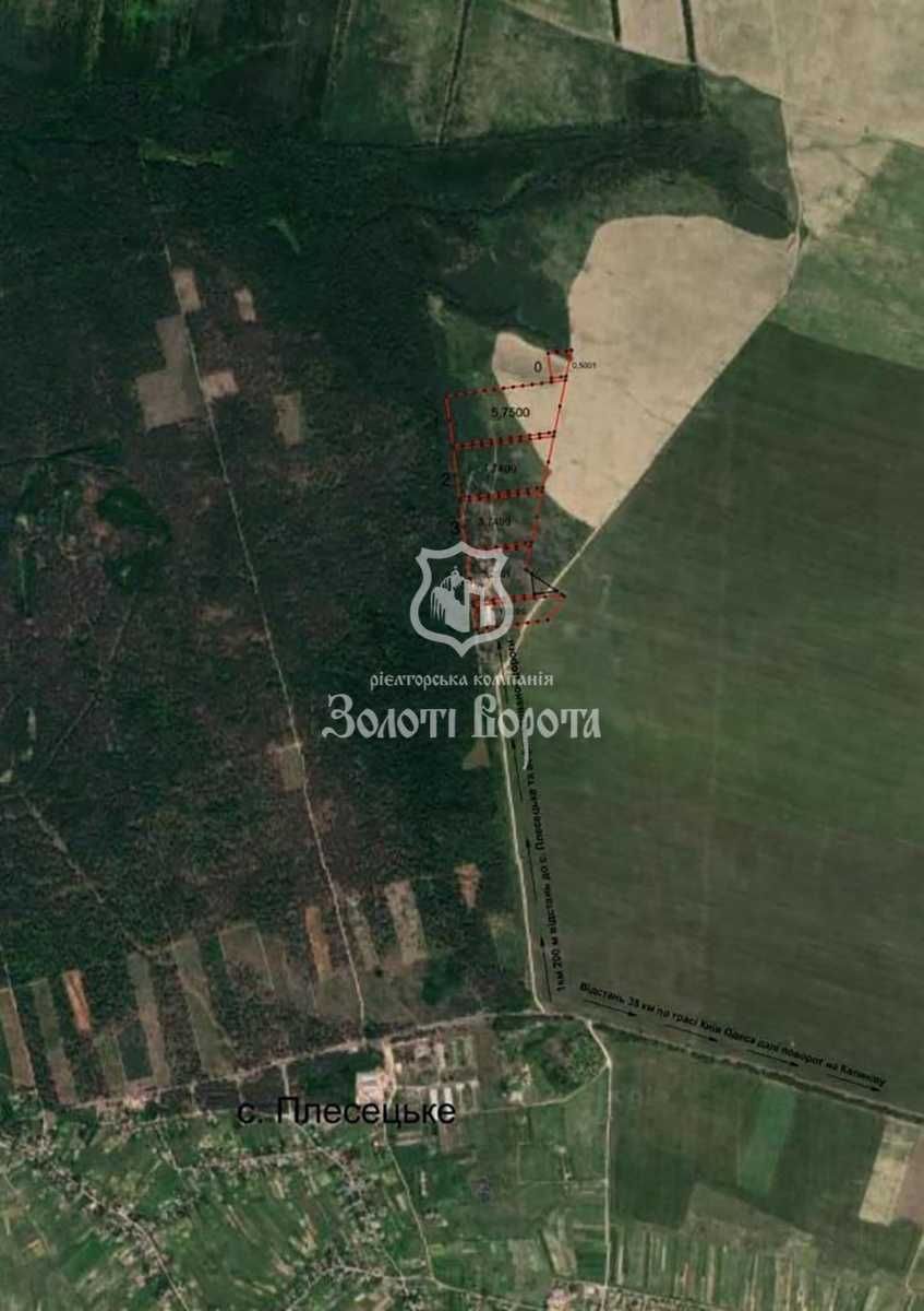 Ділянка під забудову, 20 га. Дзвінкове, Плесецьке, Васильківський р-н
