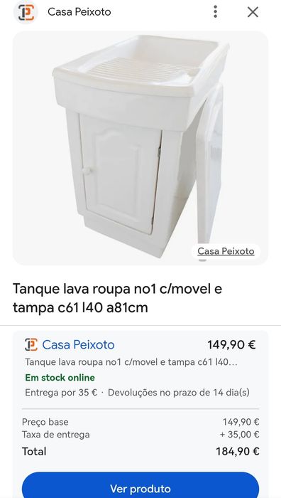 Tanque de lavar roupa