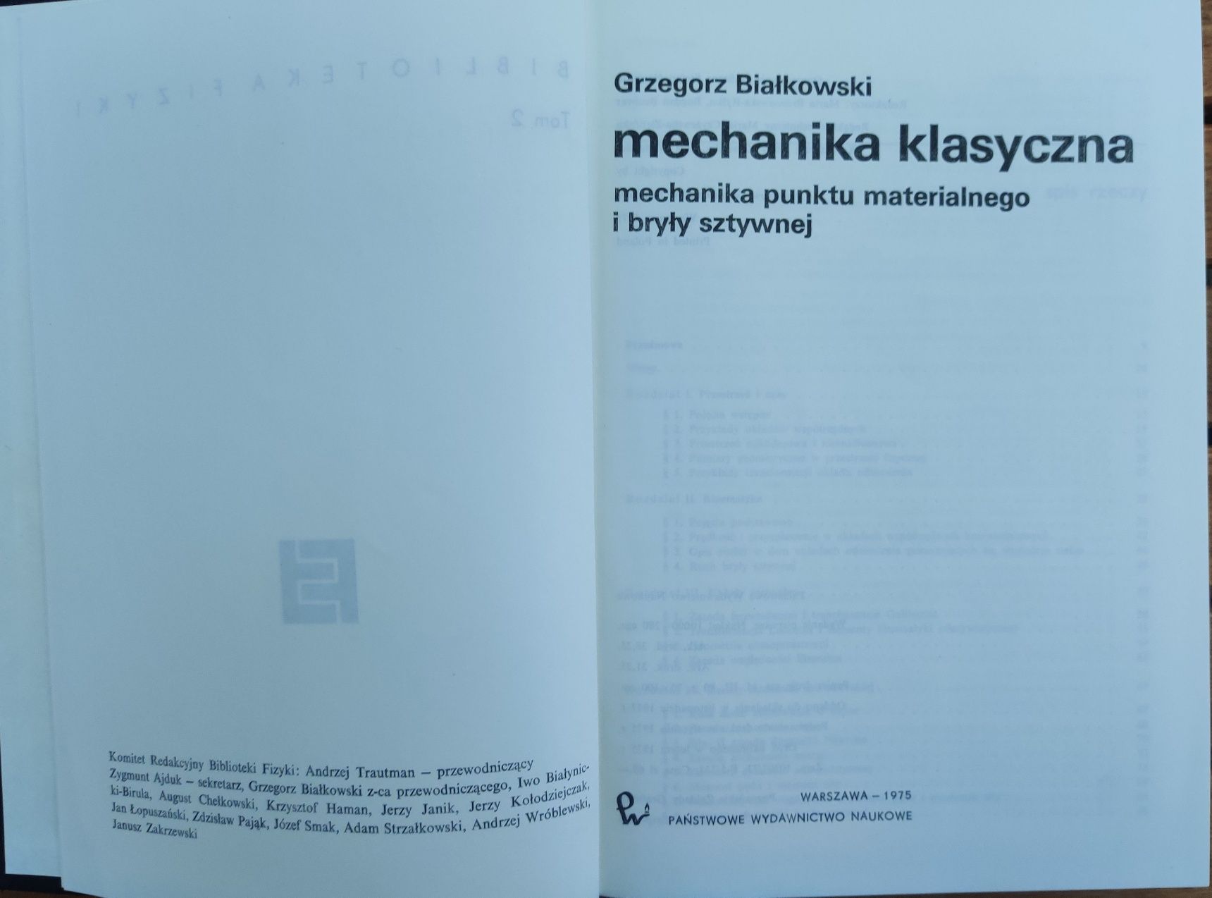 Mechanika klasyczna G. Białkowski, biblioteka fizyki