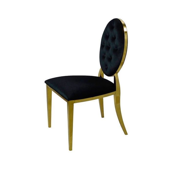 Krzesło Ludwik Gold glamour Black złote krzesła pikowane guzikami