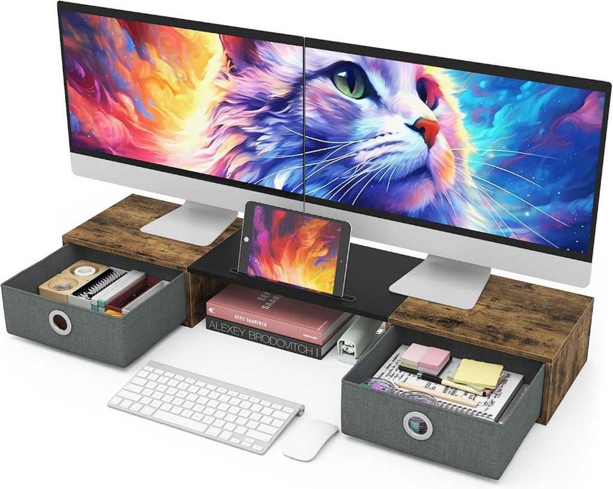 Półka pod monitor z dwiema szufladami WESTREE