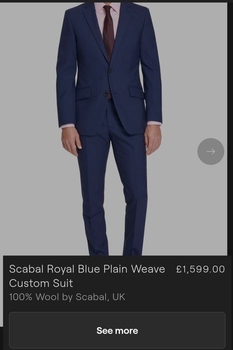 Костюм Scabal Royal Blue Plain, 48