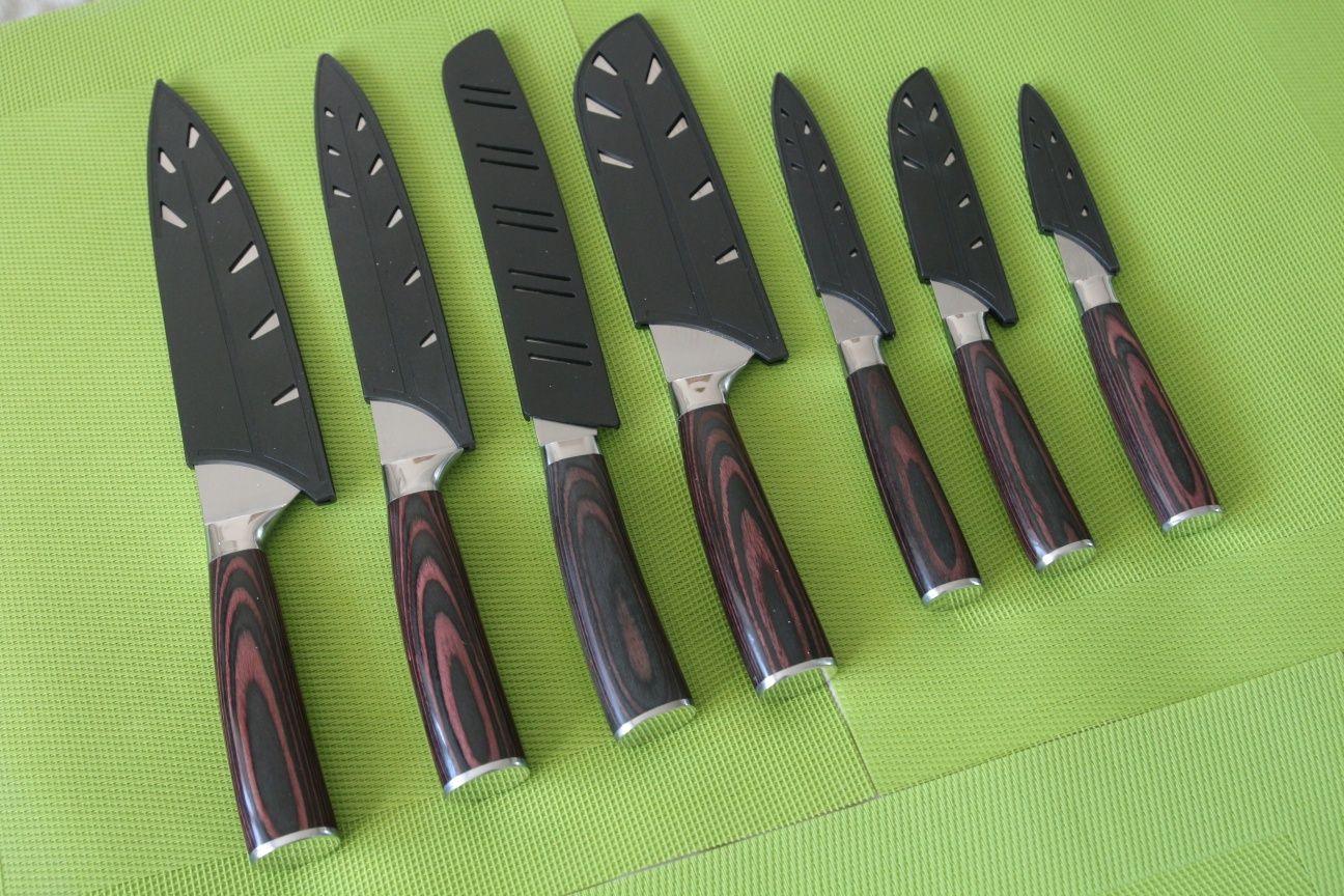 Набор кухонных ножей из японской дамасской стали. Комплект 6 шт.