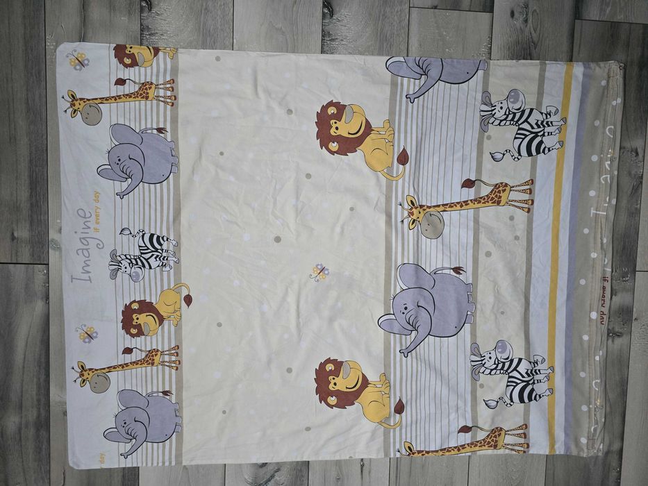 Pościel dziecięca niemowlęce 100x135 lew żyrafa słoń zebra beżowa