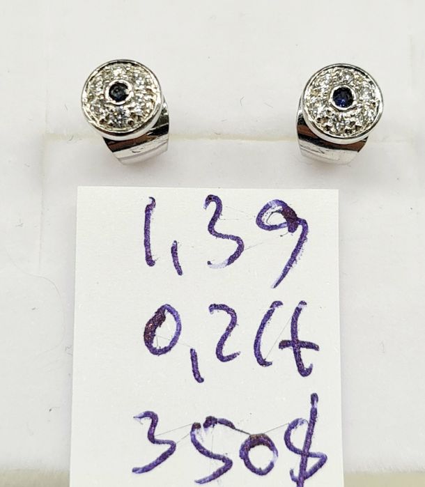 Продам золотые серьги-гвоздики с бриллиантами и полудрагоценными камня