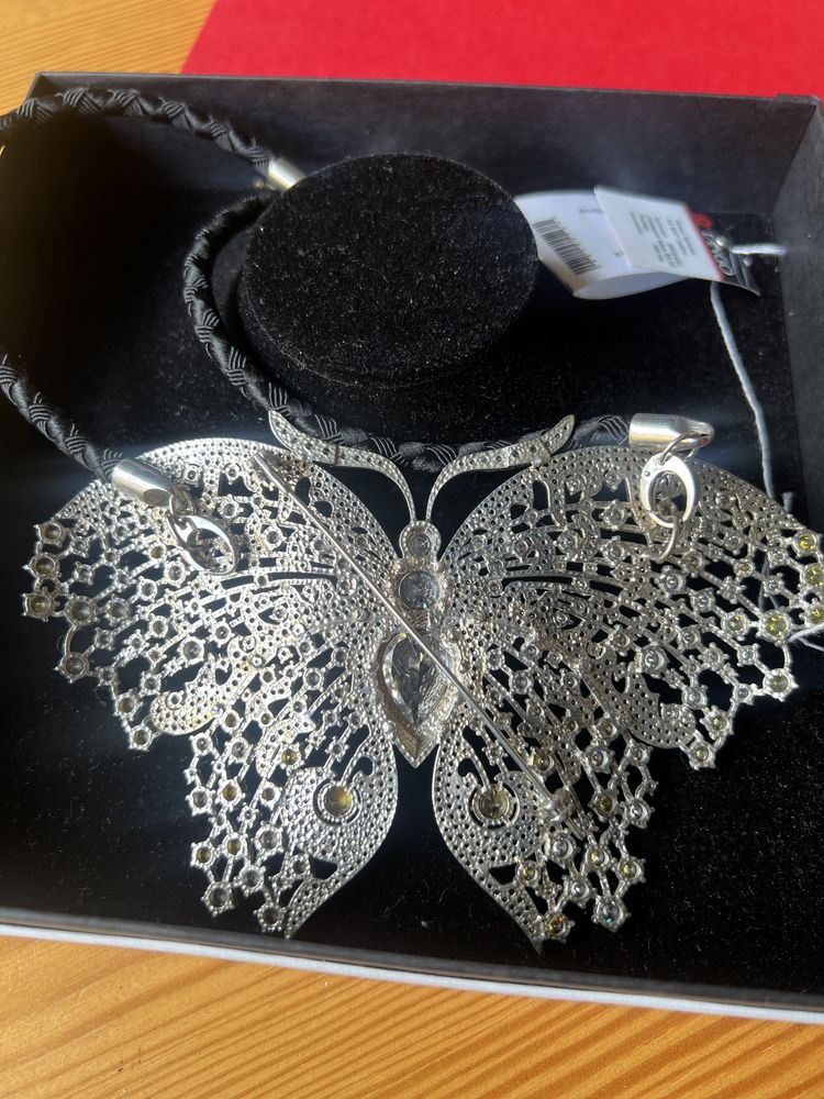 Колье серебро, брошка бабочка, колье срібне масивне метелик