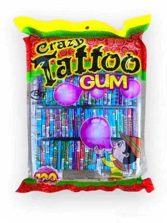 Жувальна гумка + Тату Crazy Gum + Tatto 100шт