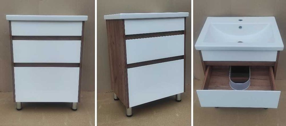 Умывальник Cersanit в комплекте с элитной тумбой (с цветной отделкой).